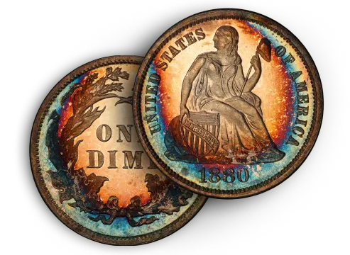 Liberty Seated Dimes 1837-1891 Coins Illustration