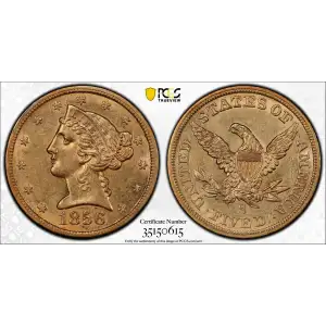 1856-S $5 S.S. Central America #2 (with Pinch) (2)