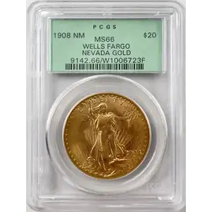 1908 $20 No Motto - Wells Fargo